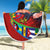 Caribbean-American Heritage Month Beach Blanket National Flags Ribbon Wave Style with US Flag Eagle - Wonder Print Shop