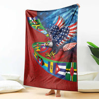 Caribbean-American Heritage Month Blanket National Flags Ribbon Wave Style with US Flag Eagle - Wonder Print Shop