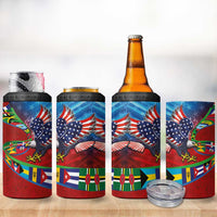 Caribbean-American Heritage Month 4 in 1 Can Cooler Tumbler National Flags Ribbon Wave Style with US Flag Eagle - Wonder Print Shop