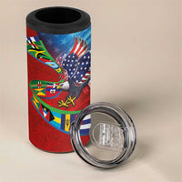 Caribbean-American Heritage Month 4 in 1 Can Cooler Tumbler National Flags Ribbon Wave Style with US Flag Eagle - Wonder Print Shop
