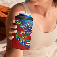 Caribbean-American Heritage Month 4 in 1 Can Cooler Tumbler National Flags Ribbon Wave Style with US Flag Eagle - Wonder Print Shop