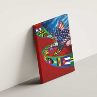 Caribbean-American Heritage Month Canvas Wall Art National Flags Ribbon Wave Style with US Flag Eagle - Wonder Print Shop