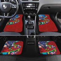 Caribbean-American Heritage Month Car Mats National Flags Ribbon Wave Style with US Flag Eagle - Wonder Print Shop