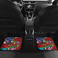 Caribbean-American Heritage Month Car Mats National Flags Ribbon Wave Style with US Flag Eagle - Wonder Print Shop