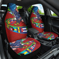 Caribbean-American Heritage Month Car Seat Cover National Flags Ribbon Wave Style with US Flag Eagle - Wonder Print Shop