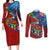 Caribbean-American Heritage Month Couples Matching Long Sleeve Bodycon Dress and Long Sleeve Button Shirt National Flags Ribbon Wave Style with US Flag Eagle - Wonder Print Shop