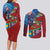 Caribbean-American Heritage Month Couples Matching Long Sleeve Bodycon Dress and Long Sleeve Button Shirt National Flags Ribbon Wave Style with US Flag Eagle - Wonder Print Shop