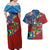 Caribbean-American Heritage Month Couples Matching Off Shoulder Maxi Dress and Hawaiian Shirt National Flags Ribbon Wave Style with US Flag Eagle - Wonder Print Shop