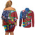 Caribbean-American Heritage Month Couples Matching Off Shoulder Short Dress and Long Sleeve Button Shirt National Flags Ribbon Wave Style with US Flag Eagle - Wonder Print Shop