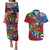 Caribbean-American Heritage Month Couples Matching Puletasi and Hawaiian Shirt National Flags Ribbon Wave Style with US Flag Eagle - Wonder Print Shop