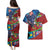 Caribbean-American Heritage Month Couples Matching Puletasi and Hawaiian Shirt National Flags Ribbon Wave Style with US Flag Eagle - Wonder Print Shop