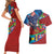 Caribbean-American Heritage Month Couples Matching Short Sleeve Bodycon Dress and Hawaiian Shirt National Flags Ribbon Wave Style with US Flag Eagle - Wonder Print Shop