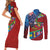 Caribbean-American Heritage Month Couples Matching Short Sleeve Bodycon Dress and Long Sleeve Button Shirt National Flags Ribbon Wave Style with US Flag Eagle - Wonder Print Shop