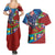 Caribbean-American Heritage Month Couples Matching Summer Maxi Dress and Hawaiian Shirt National Flags Ribbon Wave Style with US Flag Eagle - Wonder Print Shop