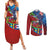 Caribbean-American Heritage Month Couples Matching Summer Maxi Dress and Long Sleeve Button Shirt National Flags Ribbon Wave Style with US Flag Eagle - Wonder Print Shop