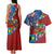 Caribbean-American Heritage Month Couples Matching Tank Maxi Dress and Hawaiian Shirt National Flags Ribbon Wave Style with US Flag Eagle - Wonder Print Shop