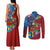 Caribbean-American Heritage Month Couples Matching Tank Maxi Dress and Long Sleeve Button Shirt National Flags Ribbon Wave Style with US Flag Eagle - Wonder Print Shop