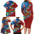 Caribbean-American Heritage Month Family Matching Long Sleeve Bodycon Dress and Hawaiian Shirt National Flags Ribbon Wave Style with US Flag Eagle - Wonder Print Shop