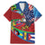 Caribbean-American Heritage Month Family Matching Mermaid Dress and Hawaiian Shirt National Flags Ribbon Wave Style with US Flag Eagle - Wonder Print Shop