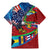 Caribbean-American Heritage Month Family Matching Mermaid Dress and Hawaiian Shirt National Flags Ribbon Wave Style with US Flag Eagle - Wonder Print Shop