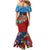 Caribbean-American Heritage Month Family Matching Mermaid Dress and Hawaiian Shirt National Flags Ribbon Wave Style with US Flag Eagle - Wonder Print Shop