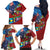 Caribbean-American Heritage Month Family Matching Off The Shoulder Long Sleeve Dress and Hawaiian Shirt National Flags Ribbon Wave Style with US Flag Eagle - Wonder Print Shop