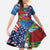 Caribbean-American Heritage Month Family Matching Off Shoulder Maxi Dress and Hawaiian Shirt National Flags Ribbon Wave Style with US Flag Eagle - Wonder Print Shop