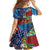 Caribbean-American Heritage Month Family Matching Off Shoulder Maxi Dress and Hawaiian Shirt National Flags Ribbon Wave Style with US Flag Eagle - Wonder Print Shop