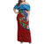 Caribbean-American Heritage Month Family Matching Off Shoulder Maxi Dress and Hawaiian Shirt National Flags Ribbon Wave Style with US Flag Eagle - Wonder Print Shop