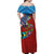 Caribbean-American Heritage Month Family Matching Off Shoulder Maxi Dress and Hawaiian Shirt National Flags Ribbon Wave Style with US Flag Eagle - Wonder Print Shop