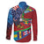 Caribbean-American Heritage Month Family Matching Puletasi and Hawaiian Shirt National Flags Ribbon Wave Style with US Flag Eagle - Wonder Print Shop