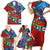 Caribbean-American Heritage Month Family Matching Short Sleeve Bodycon Dress and Hawaiian Shirt National Flags Ribbon Wave Style with US Flag Eagle - Wonder Print Shop