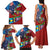Caribbean-American Heritage Month Family Matching Tank Maxi Dress and Hawaiian Shirt National Flags Ribbon Wave Style with US Flag Eagle - Wonder Print Shop