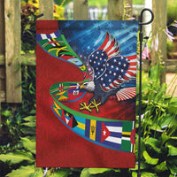 Caribbean-American Heritage Month Garden Flag National Flags Ribbon Wave Style with US Flag Eagle - Wonder Print Shop
