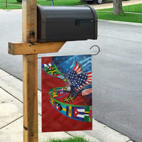 Caribbean-American Heritage Month Garden Flag National Flags Ribbon Wave Style with US Flag Eagle - Wonder Print Shop