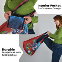 Caribbean-American Heritage Month Grocery Bag National Flags Ribbon Wave Style with US Flag Eagle - Wonder Print Shop