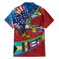 Caribbean-American Heritage Month Hawaiian Shirt National Flags Ribbon Wave Style with US Flag Eagle - Wonder Print Shop