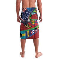 Caribbean-American Heritage Month Lavalava National Flags Ribbon Wave Style with US Flag Eagle - Wonder Print Shop