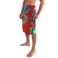 Caribbean-American Heritage Month Lavalava National Flags Ribbon Wave Style with US Flag Eagle - Wonder Print Shop