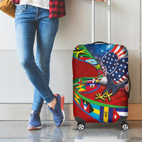 Caribbean-American Heritage Month Luggage Cover National Flags Ribbon Wave Style with US Flag Eagle - Wonder Print Shop