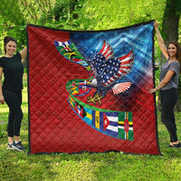 Caribbean-American Heritage Month Quilt National Flags Ribbon Wave Style with US Flag Eagle - Wonder Print Shop