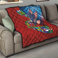 Caribbean-American Heritage Month Quilt National Flags Ribbon Wave Style with US Flag Eagle - Wonder Print Shop