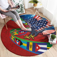 Caribbean-American Heritage Month Round Carpet National Flags Ribbon Wave Style with US Flag Eagle - Wonder Print Shop