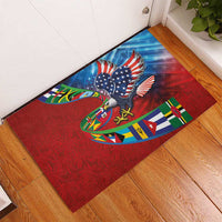 Caribbean-American Heritage Month Rubber Doormat National Flags Ribbon Wave Style with US Flag Eagle - Wonder Print Shop