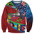 Caribbean-American Heritage Month Sweatshirt National Flags Ribbon Wave Style with US Flag Eagle - Wonder Print Shop
