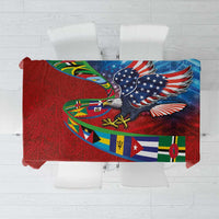 Caribbean-American Heritage Month Tablecloth National Flags Ribbon Wave Style with US Flag Eagle - Wonder Print Shop