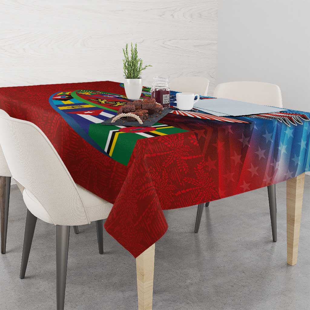 Caribbean-American Heritage Month Tablecloth National Flags Ribbon Wave Style with US Flag Eagle - Wonder Print Shop