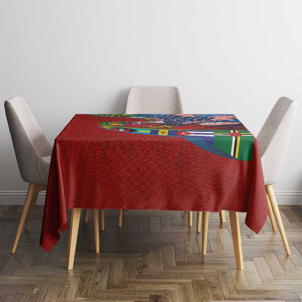 Caribbean-American Heritage Month Tablecloth National Flags Ribbon Wave Style with US Flag Eagle - Wonder Print Shop