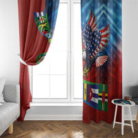 Caribbean-American Heritage Month Window Curtain National Flags Ribbon Wave Style with US Flag Eagle - Wonder Print Shop