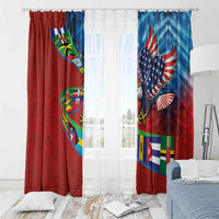 Caribbean-American Heritage Month Window Curtain National Flags Ribbon Wave Style with US Flag Eagle - Wonder Print Shop
